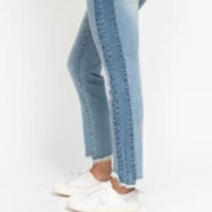 Judy Blue Side Panel Raw Hem Jeans
